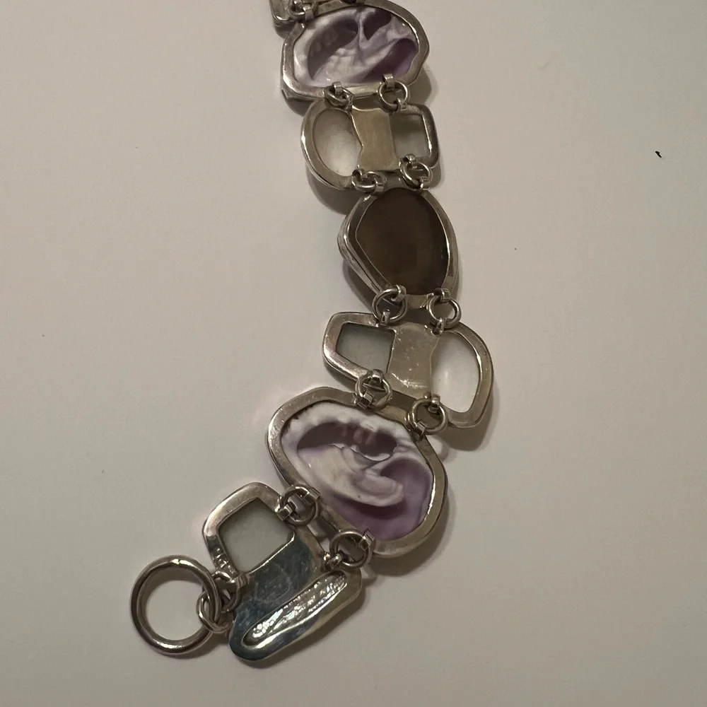 Sterling Silver Artisan Multi-Shell & Sea Glass  Bracelet Beautiful